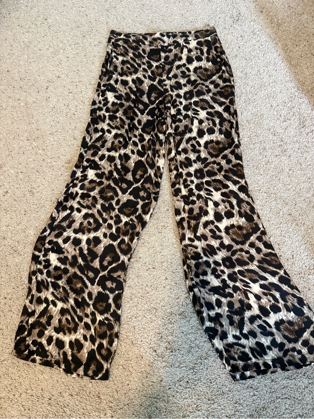 Pistache Leopard Print Wide-Leg Women’s Pants - Brown/Black